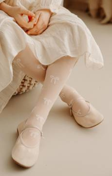 Różowe rajstopy dziecięce w kokardki Fiore EVA 116-158