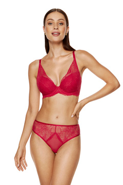 Czerwony koronkowy push up Gorteks ROUGE/B1